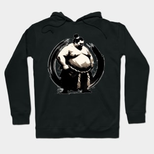 Sumie Enso Circle Japanese Brushstroke Sumo Wrestler Hoodie